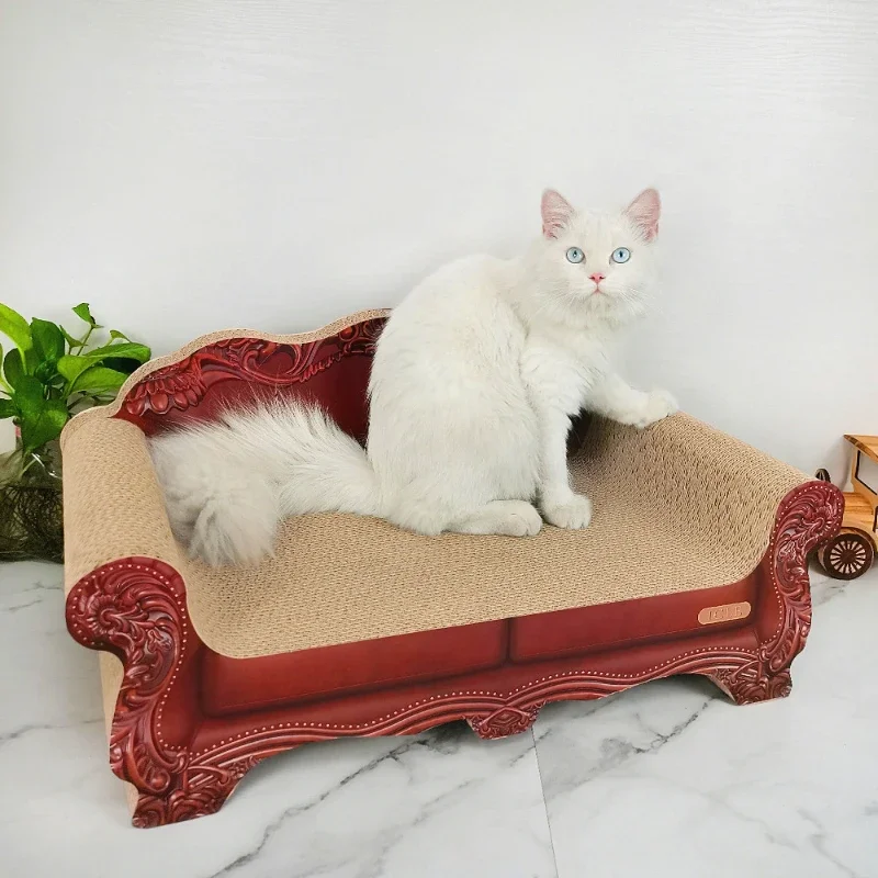 

Luxurious Extra Large Cat Sofa with Scratching Board and Toys – European Style Claw Grinding Corrugated Paper Cat House