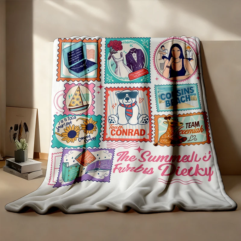 Cousins Beach TSITP Stamps Soft Blanket, Summer I Turned Pretty Movie and Books Inspired Comfy Blanket