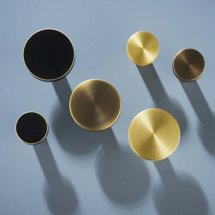 Gold Brass Simple Cabinet Knob Handle Round Dresser Knobs Black Brass Drawer Pulls Knob Kitchen Cupboard Knobs