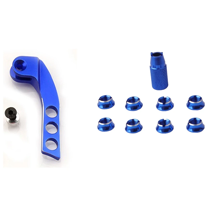 1 Set Radio Transmitter Switch Fixed Nut Blue & 1 Set Metal 4-Hole Transmitter Neck Strap Balancer Adjuster