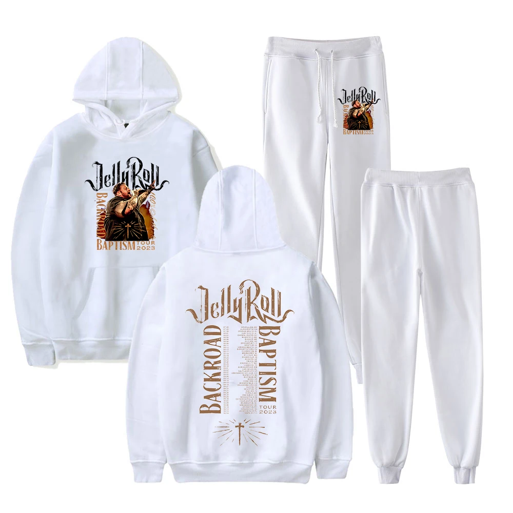 Jelly Roll Backroad Baptism Tour Hoodie Jogger Pants Two Piece Set Sweatshirts+Sweatpants 2023 Hip Hop Clothes Men Women's Set