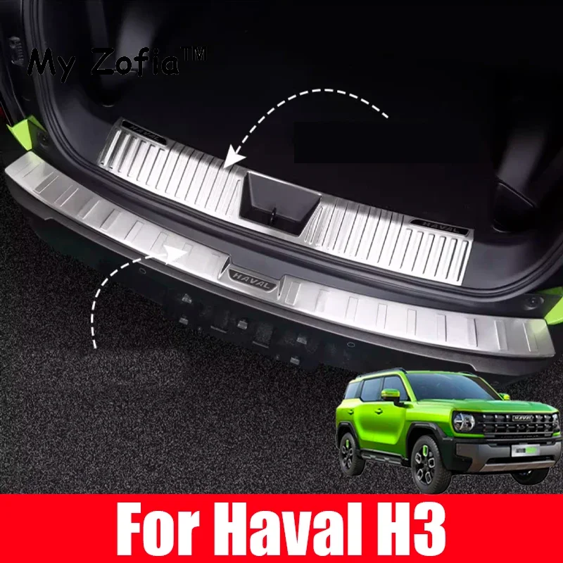 

For Great Wall HAVAL H3 X-Dog 2024 2025 Accessories Auto Rear Guard Plate Trunk Bumper Protective Strip Transparent Stickers