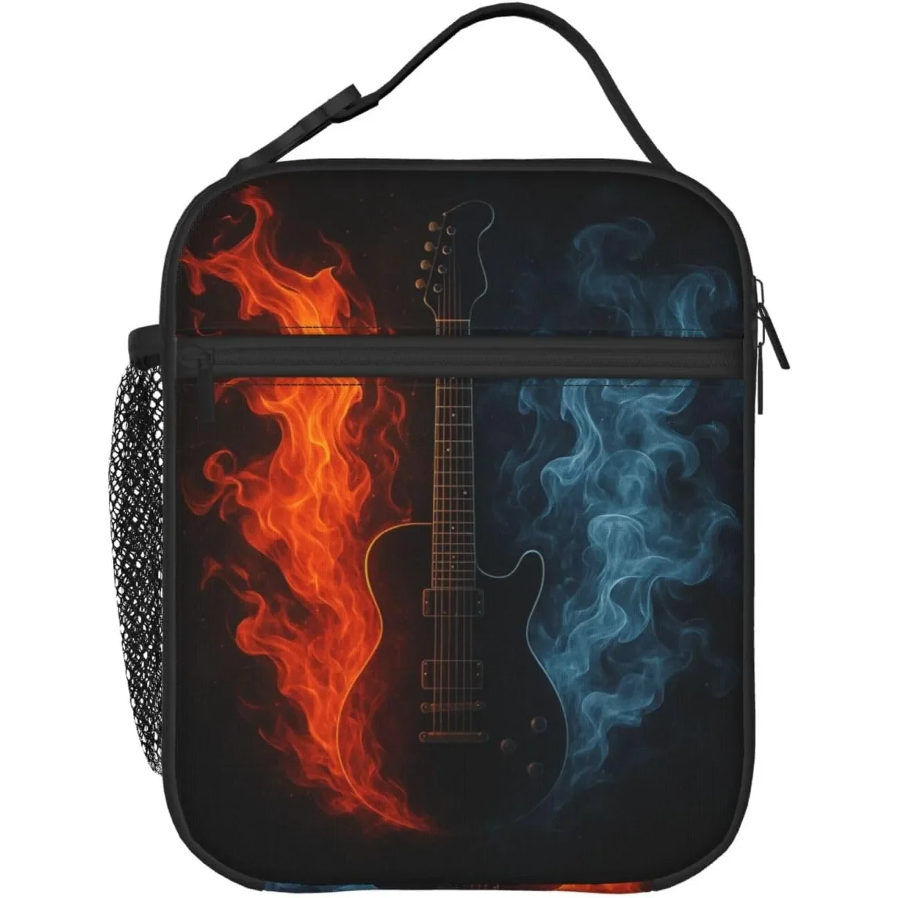 Fire Water Guitar Detachable Handle Lunchbox Meal Tote Bag