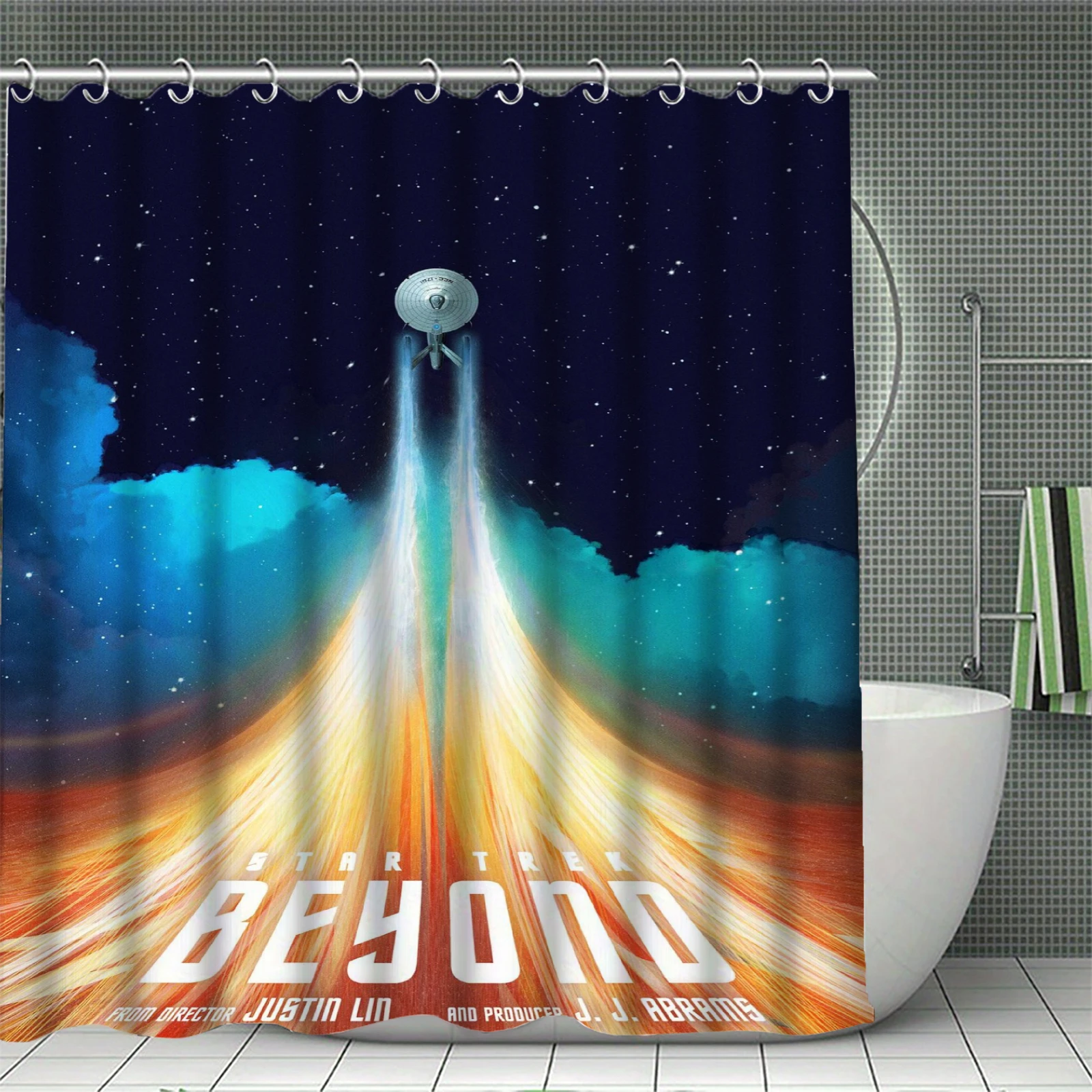 S-Star T-Trek Shower Curtain USS Enterprise NCC-1701 TOS AOS Print,  Waterproof Bath Curtain for Bathroom Decor  Gift
