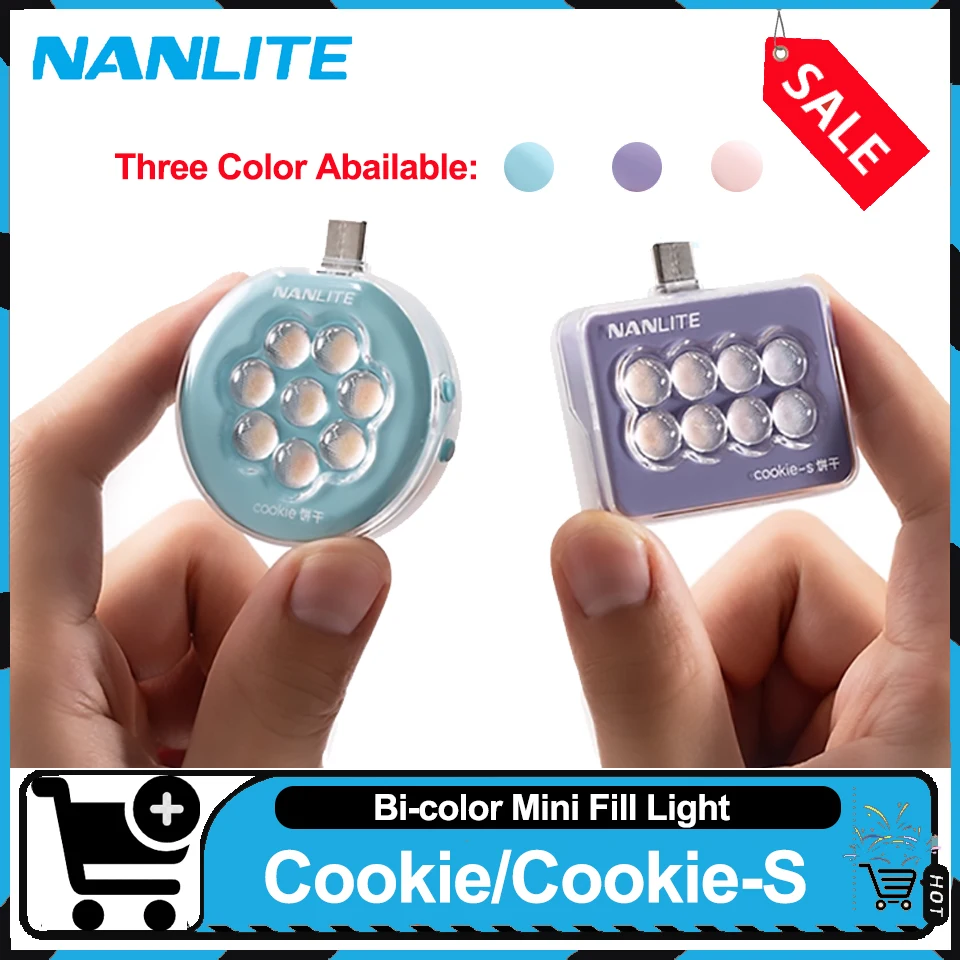 Nanlite Cookie Cookie-S 2.3w 3200-5600K Mini lumière de remplissage de photographie bicolore compatible avec Smartphone Selife lumière de remplissage