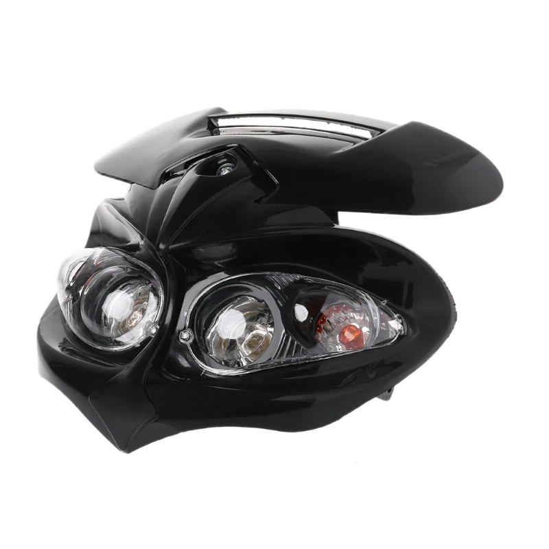 Universal Motorcycle Headlight Fairing Dirt Bike Motocross for Head Lamp High /Low Beam Dual Sport Supermoto Headlight L H9EE