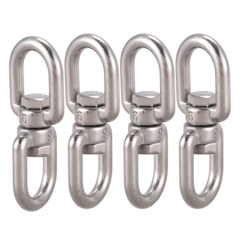 4X Marine Mooring Stainless Steel 6Mm 15/64 Inch Eye To Eye Swivel Ring