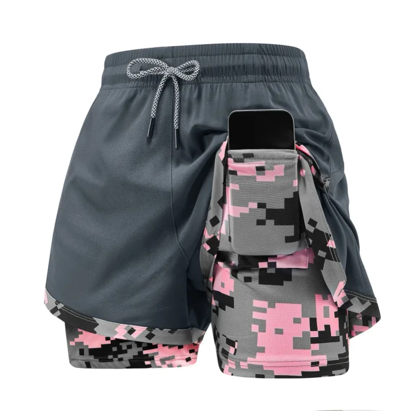 Women's 2-in-1 Gym Shorts with Pockets High Waist Quick Dry Breathable Lightweight Workout Running Swim Beach Casual Outdoor