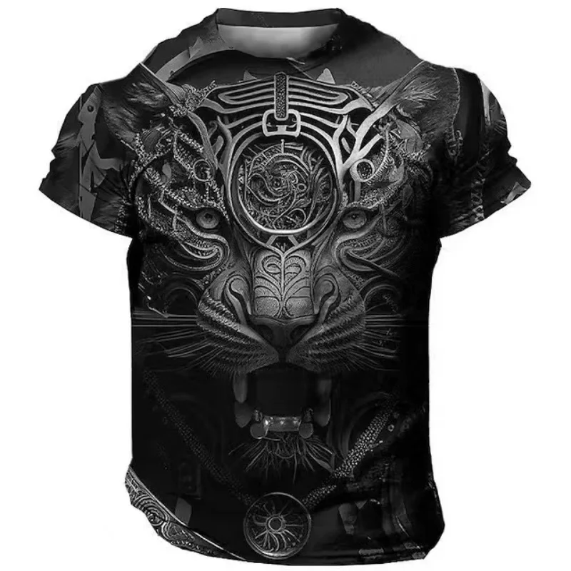 Tiger T-shirt Fashion 3d Print Male Short Sleeve Street T Shirts Casual Sportwear Oversized O Neck Top Summer Retro Men Clothing