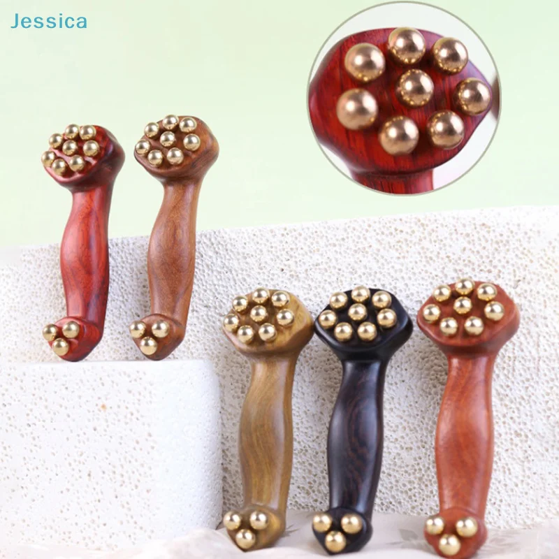 

♥Wooden Handle Metal Ball Massage Tool - Multi-Color Body Relaxation Roller for Muscle Relief