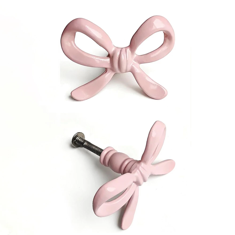 Pink Bow Zinc Alloy Drawer Handle Cute Decor Cupboard Wardrobe Closet Pulls Furniture Handle DIY Room