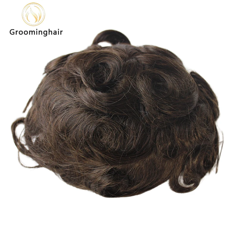 1214V LOOP Toupee ผมวิกผมสําหรับ Man Hair ความหนาแน่น 130% 6 "V LOOP ด้านหน้า & Knot Hair Prosthesis System Clearance ﻿