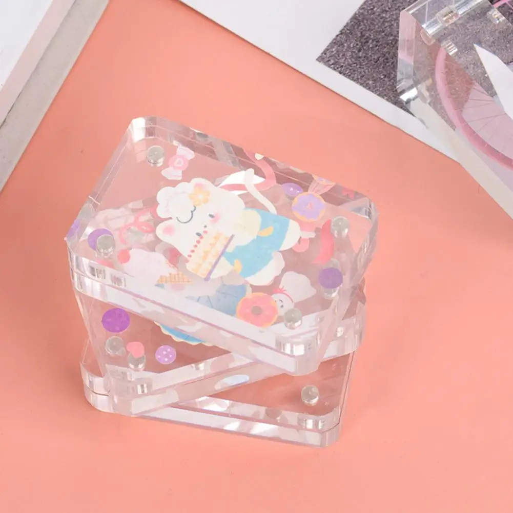 Marco de fotos magnético de alta dureza, soporte de tarjeta de fotos transparente, accesorio de papelería de ladrillo de tarjeta pequeña de larga duración