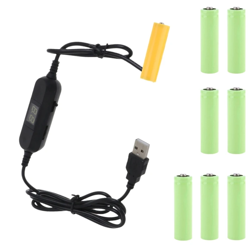 USB to 1.5V-12V Adjust Voltage with Display LR6/AA AAA Dummy Battery Cable for Cameras Clock Radio LED Light Keyboard Piano
