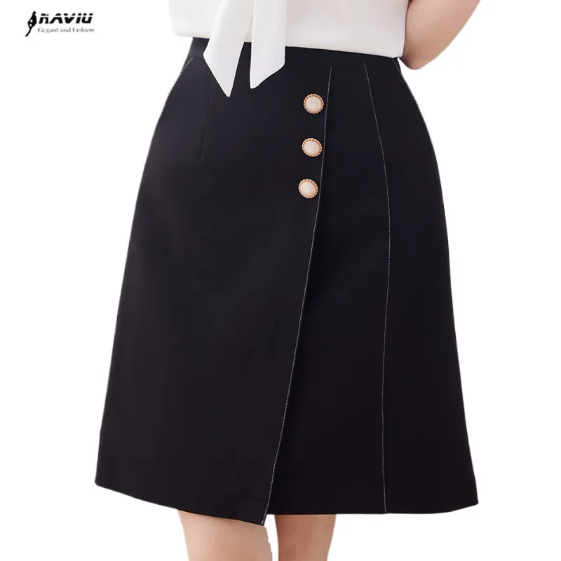 NAVIU-Falda acampanada negra para mujer, minifalda Formal de oficina, elegante y A la moda, para primavera y verano, novedad