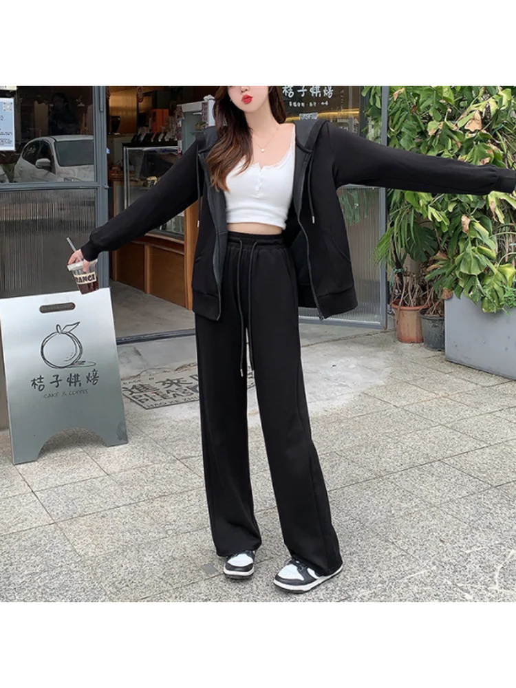 

plus Size 300 Pou Lazy Sle Casual Sports Set Women's Spring Autumn Fat MM Hoodie Jaet Pants Two Piece Set Faionable
