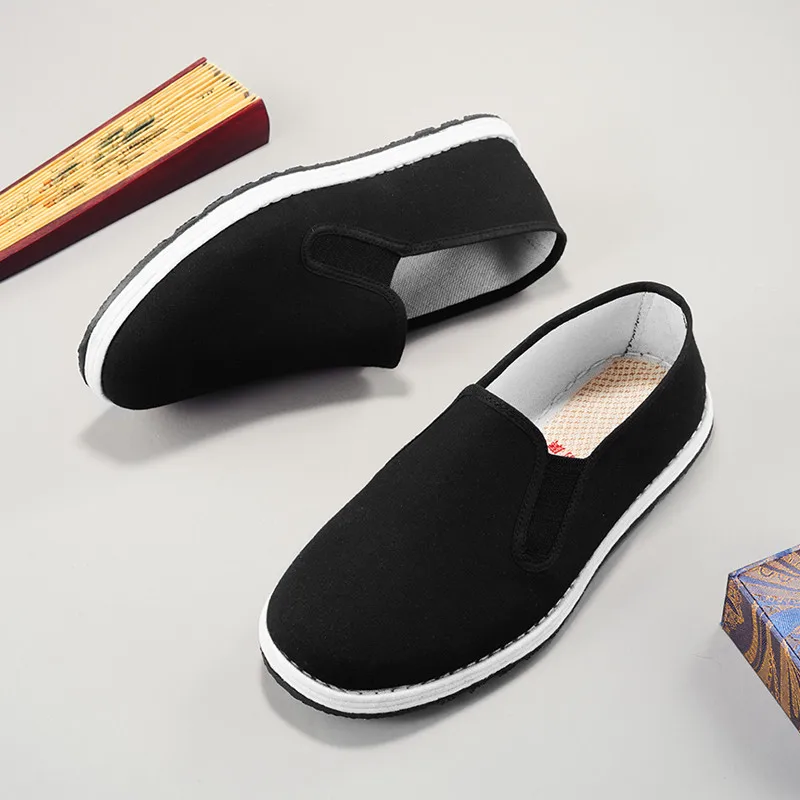 Chinese Traditional Kung Fu Cotton Cloth Shoes Tai-Chi Martial Art Training Shoes Men Single Shoes Breathable Flat Casual Shoes