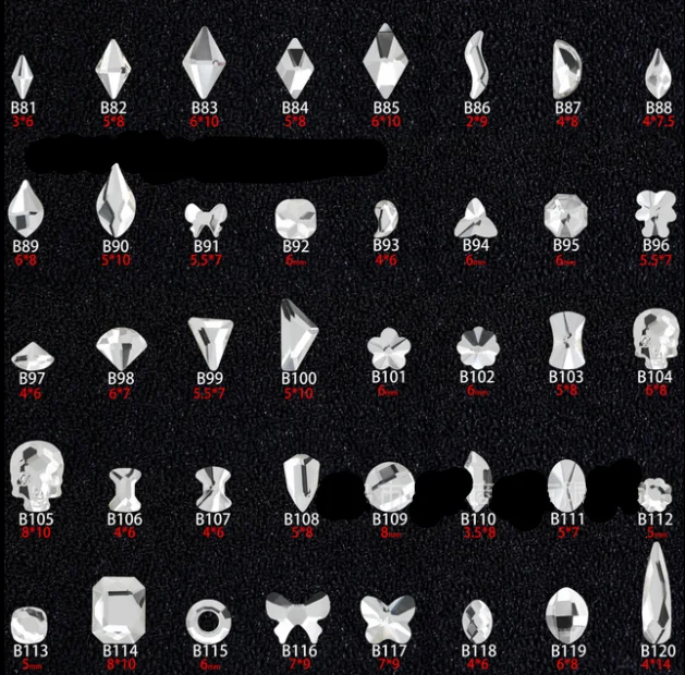 100PCS B81-120 Flat Bottom Special-Shaped Drill  Crystal Sleek Rhinestone 3D Manicure Nail Art Decoration Charms Jewelry