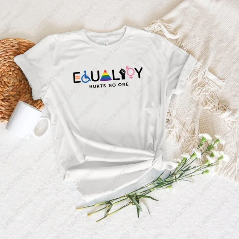 Equality Hurts No One Woman Cotton T-Shirt Black Lives Matter Tee LGBT Social Justice Human Rights Anti Racism Gay Pride Tops
