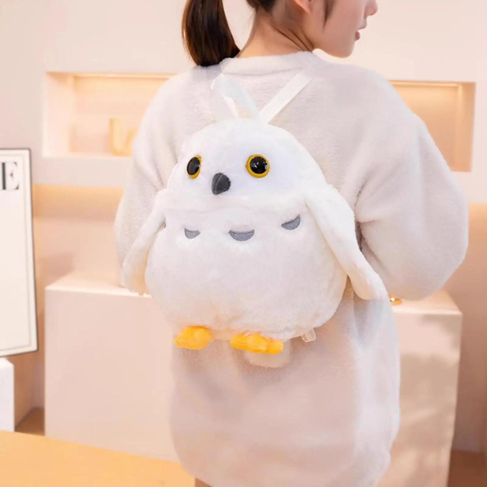 Owl Backpack Stylish Large Capacity Plush Bag for Children Teens Pet Lovers