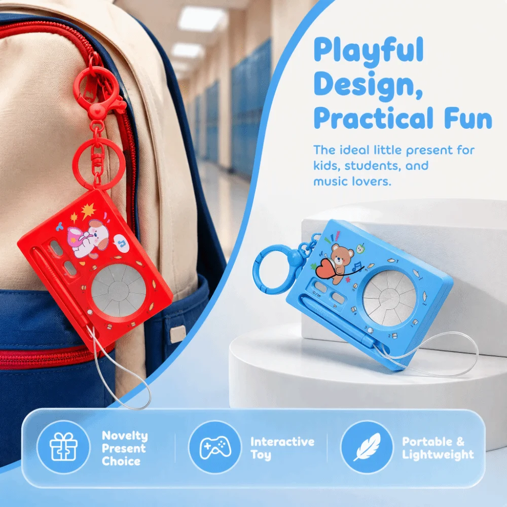Compact Portable Size Music Instrument Keychain Smooth Sturdy Plastic Lightweight Electronic Piano Keychain Drop-Resistant