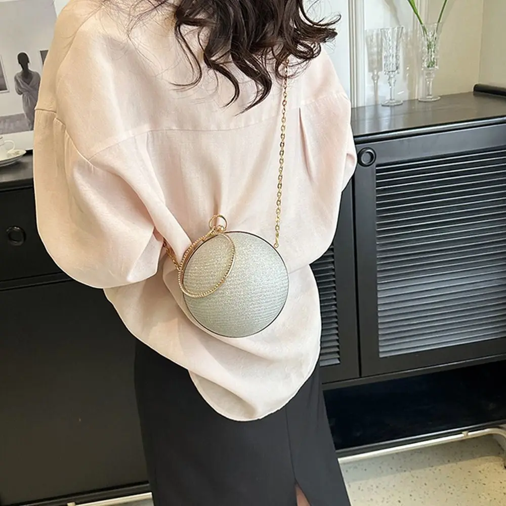 Portable Glitter Evening Banquet Bag Rhinestone Wrist Bag Ball Handbag Large Capacity Shoulder Bag Ladies Clutch Bag Party