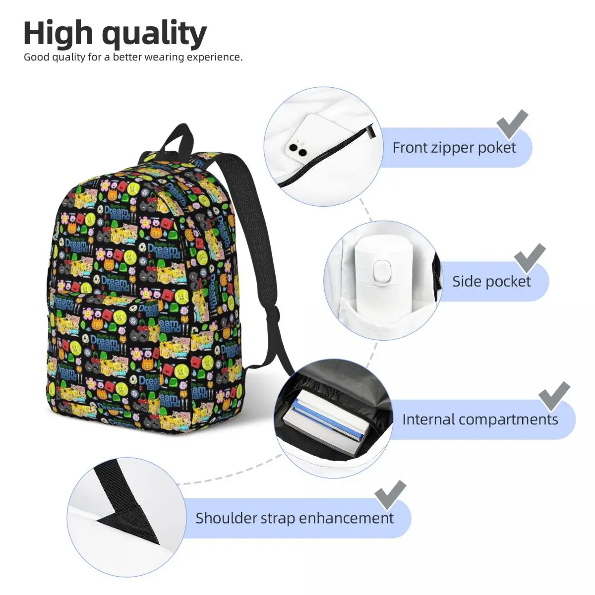 Mochila Battle For Dream Island para adolescentes, bolsas de libros para estudiantes de secundaria primaria, morral de viaje