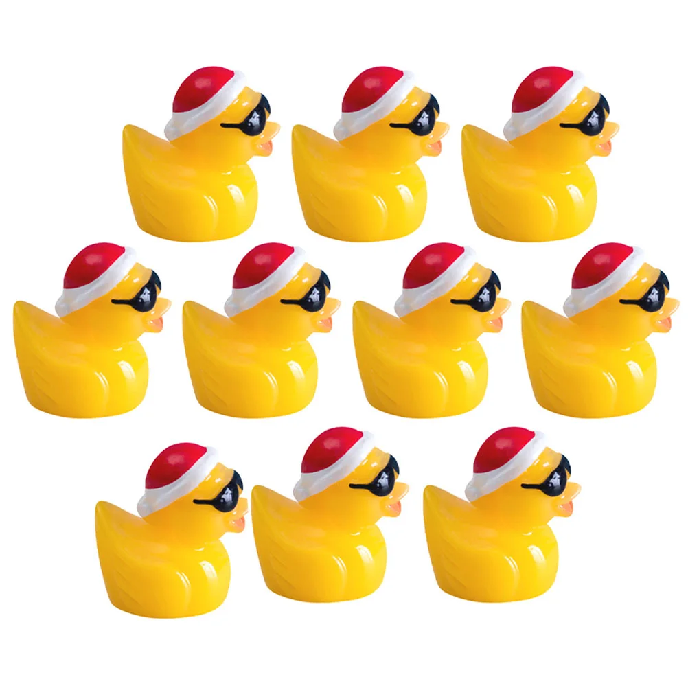 10 Pcs Tiny Yellow Duck Small Figures Animal Ducks Mini Decor Flowerpot Figurines Resin Miniature