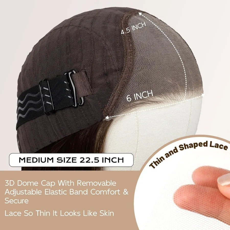باروكة أمامية من الدانتيل الصناعي بدون صمغ في شريط عريض أشقر أسود مع خط شعر مقطوع مسبقًا ومسبقًا لمظهر طبيعي 6 × 4.5 لاك