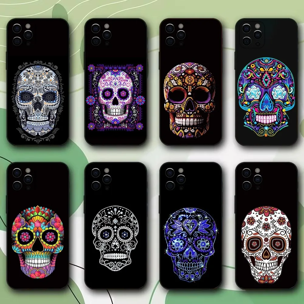 

Cool Mexican Catrina Skull Phone Case For iPhone 15,14,13,12,11,Pro,X,XS,Max,XR,Plus,Mini Soft Black Cover
