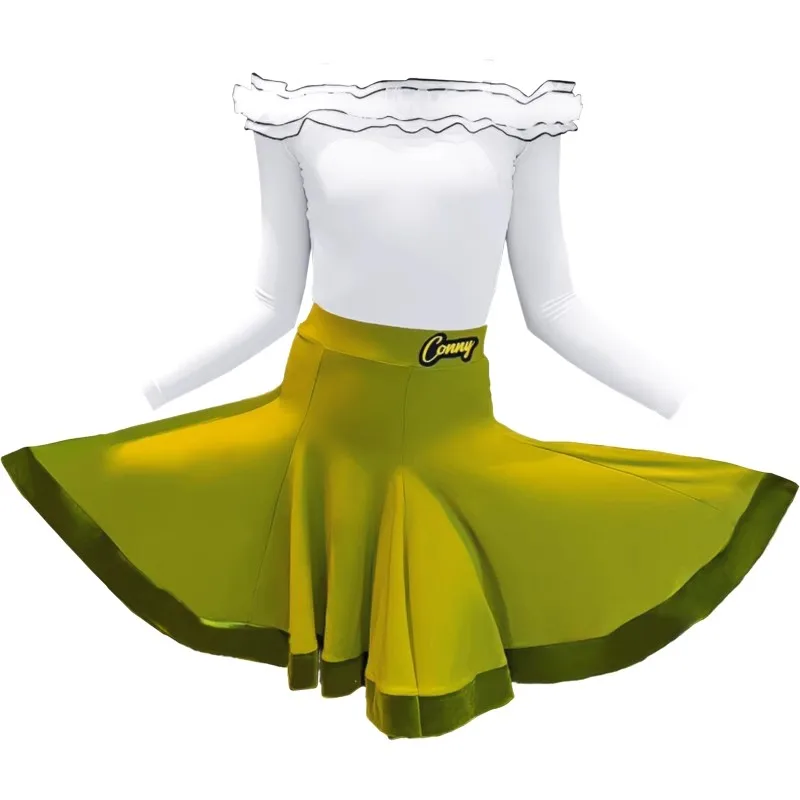 op maat gemaakte vrouwen volwassen meisjes Latin danskostuum training concurrentie speciale prestaties set franje rok faldas sexy jurk