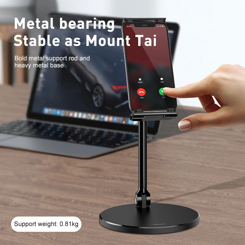 Foldable Stand Black Easy To Carry Watch Tv Universal Reserved Charging Holes For Mobile Phones And Tablets Live Support Stand