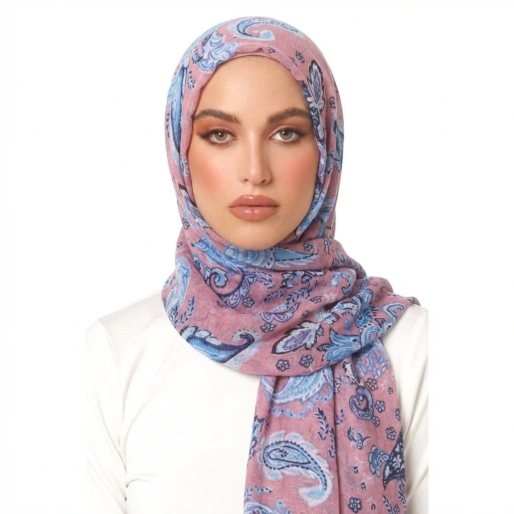 New Women Paisley Amoeba Printed Headband Scarf Bandana Muslim Hijabs Headscarf Neckerhicef Shawl Wraps Hijab Ramadan Scarves