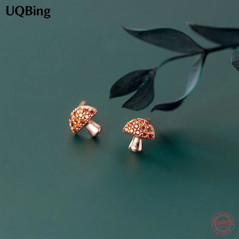 

Fashion 925 Sterling Silver AAA Crystal Rhinestone Mushroom Shape Stud Earrings Jewelry Girlfriend Gift
