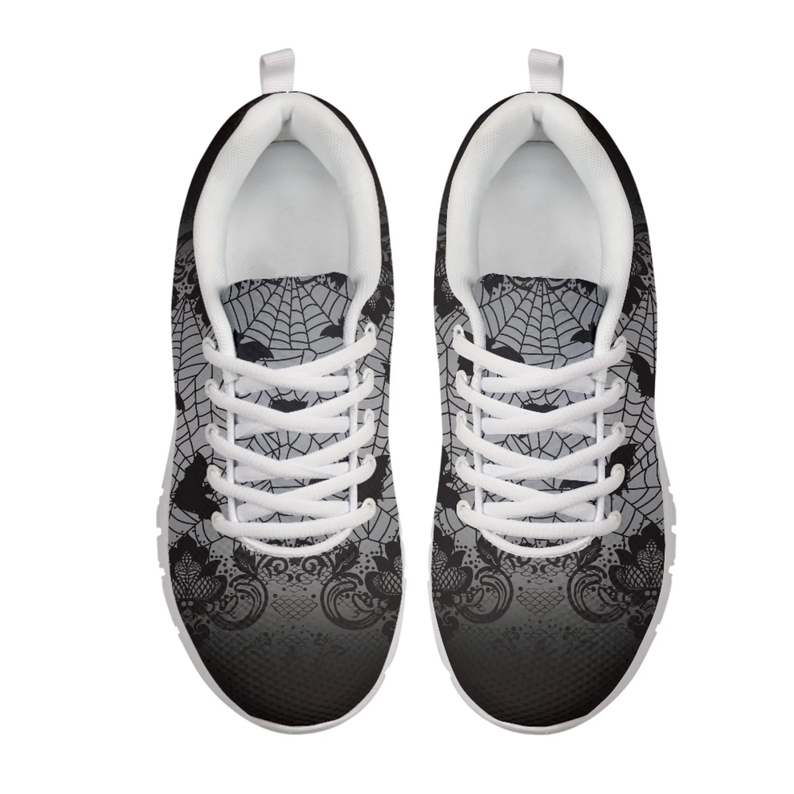 Coloranimal Spider Web Bat Print Anti-Slip Tennis Shoe for Women Mesh & EVA Sole Womens Athletic Walking Sneakers for Hiking