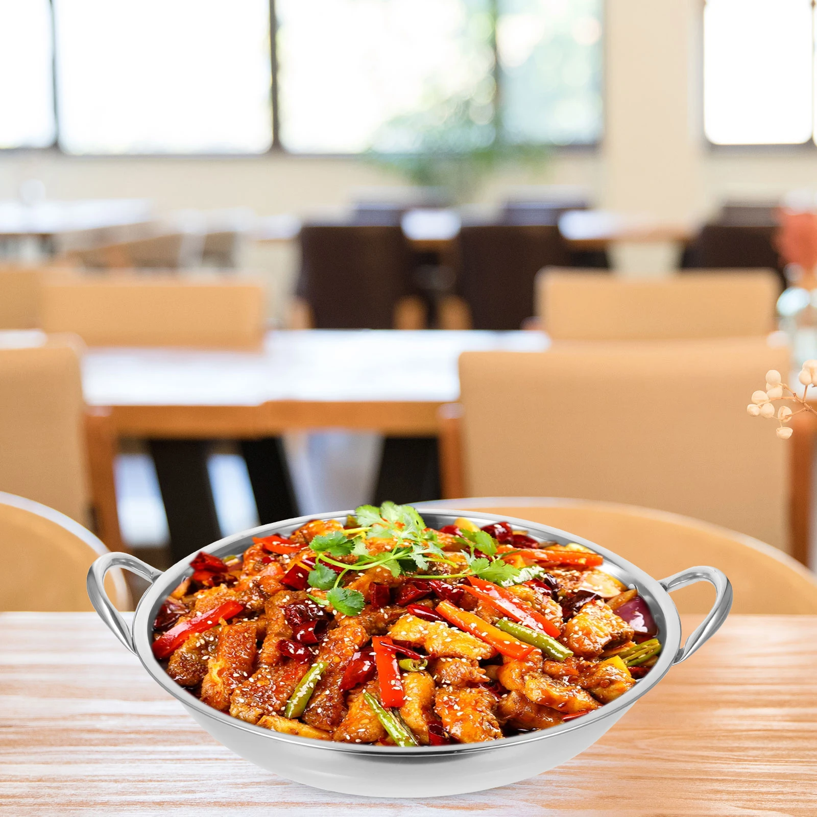 

Stainless Steel Cooking Pan With Anti-Scald Handles Ramen Pot Seafood Hotpot Double Handle Heat Resistant Kitchen Cookware