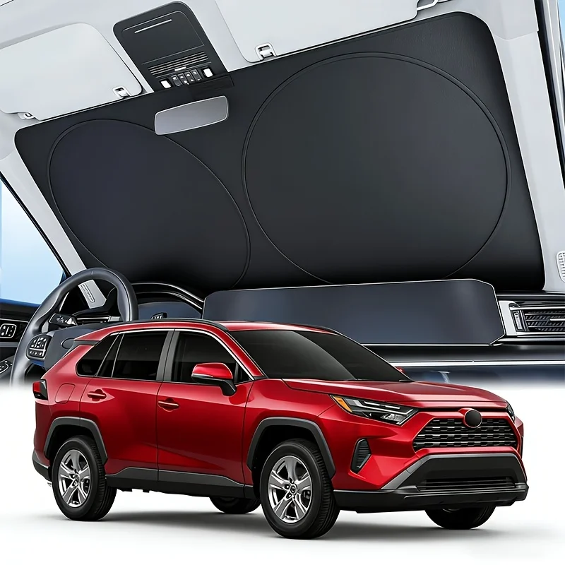 Portable Foldable Car Windshield Sun Shade Privacy Curtain Lightweight Auto Sun Visor for Front Side Window Summer Camping Trave