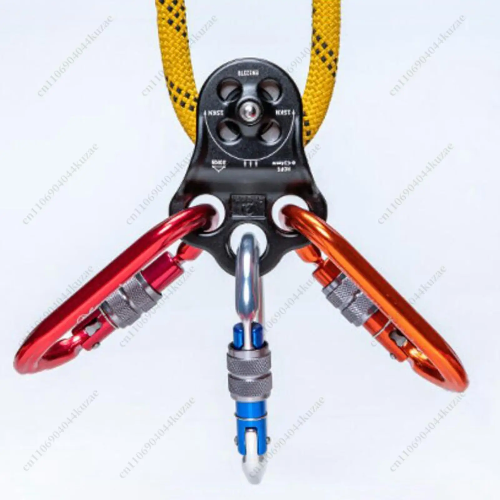 30KN Triple Attachment Climbing Pulley, Fixed Side Hitch Suitable for 13mm Safety Rope