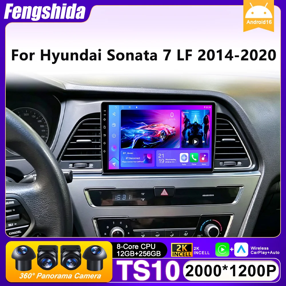 Android 16 Car Radio For Hyundai Sonata 7 LF 2014 2015 2016 2017-2020 GPS Navigation Android Auto Carplay Wifi 4G Screen No 2din