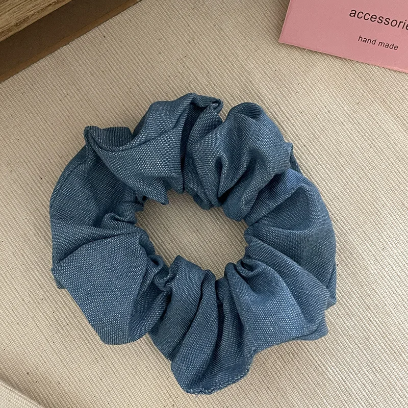 Scrunchies estilo denim para mulheres e meninas, penteados chiques, elásticos de borracha, acessórios para cabelo