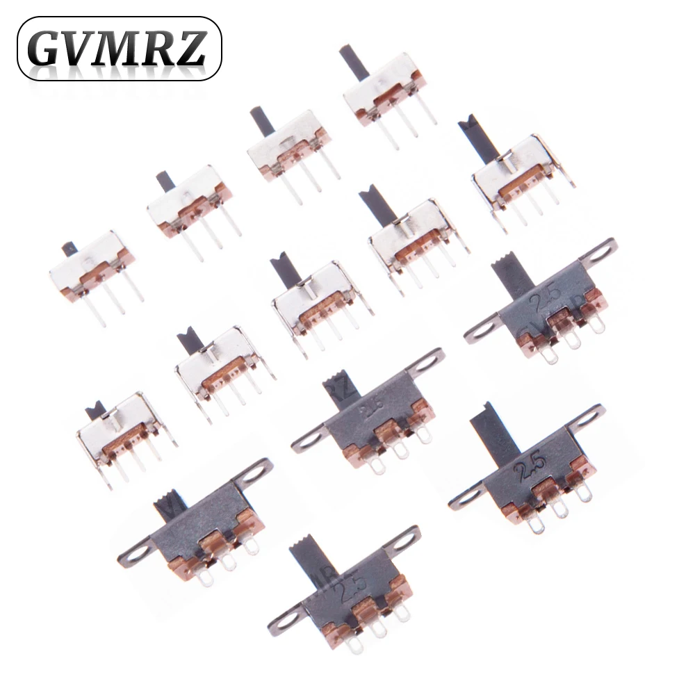 SK12D07VG2/3/4/5/6 SS12D SS12F Miniature Slide Switch SPDT 3 Pin PCB 2 Position 1P2T Side Knob Handle High 2/3/4/5/6mm