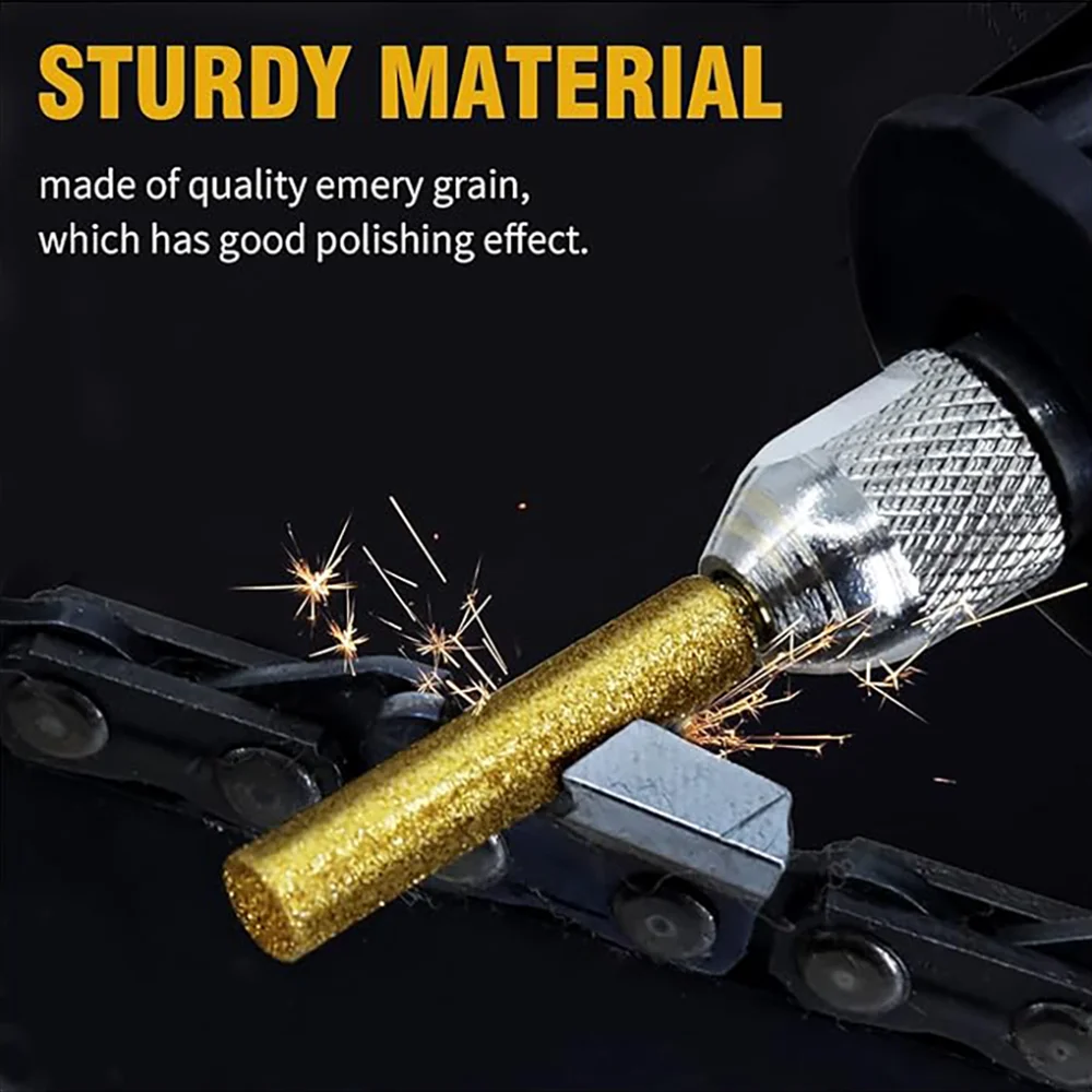 18pcs Chain Grinding Head Set, Chainsaw Sharpener,40mm/4.8mm/5.5mm Titanium Coated Diamond Chain Saw Jewelry Stone Grinding Tool