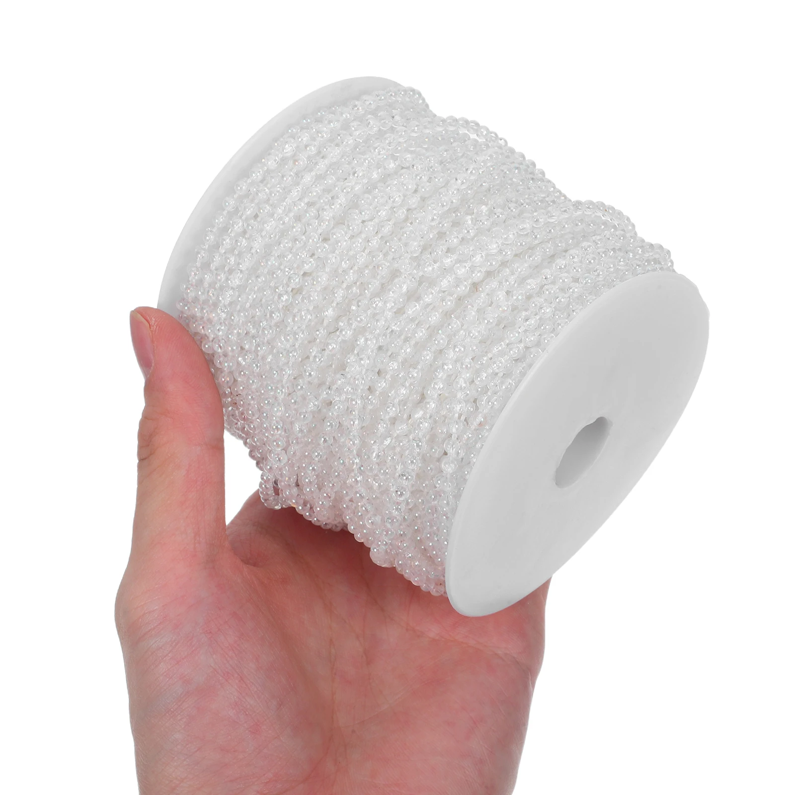 

164Ft 50M Faux Pearl Bead Garland 3Mm Transparent Plastic String Rolls For Diy Crafts Wedding Party Christmas Tree Decorations