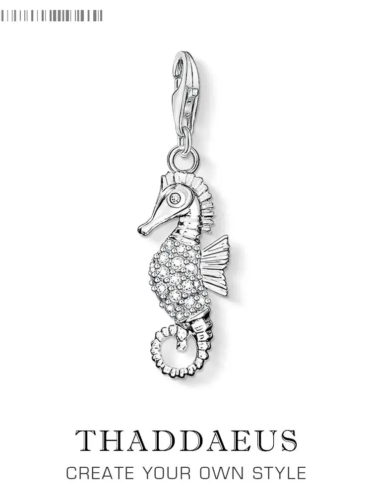 Oryginalny 925 Sterling Silver DIY wisiorek z amuletem konik morski Ocean koraliki prezent kobiety mężczyźni do sprzedaży hurtowej biżuterii — zdjęcie 2