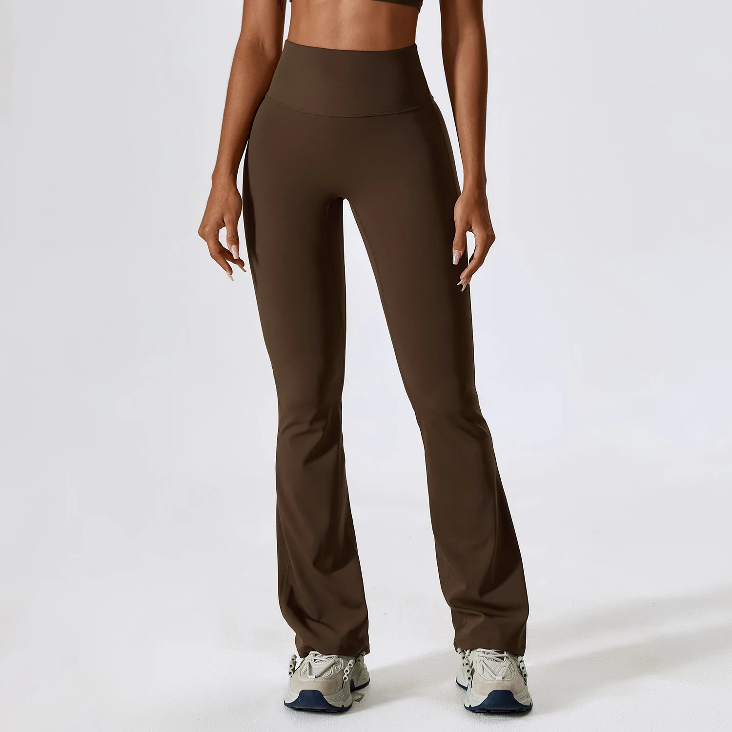 SHINBENE Wide-leg Tight Naked Hip Lift Yoga Flare Dance High-waisted Micro-stretch Casual Sports Pants