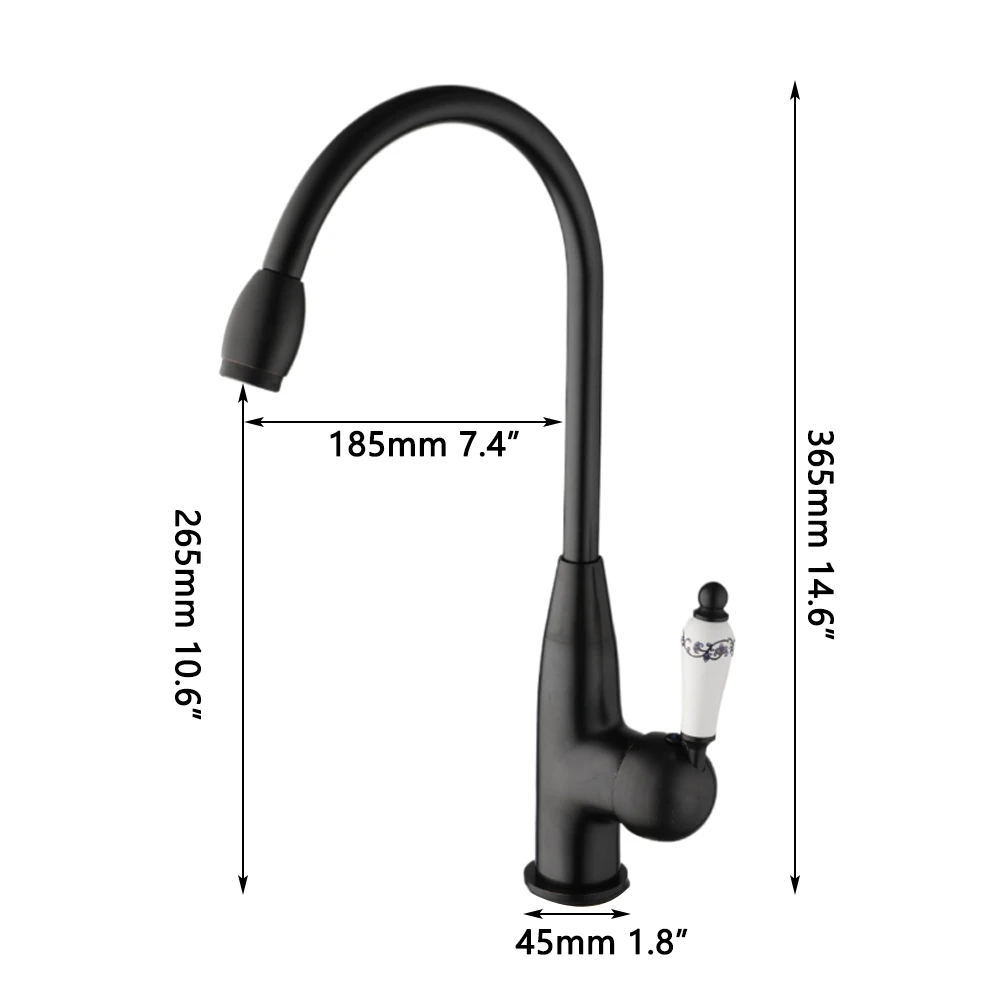 ZAPPO Black Bathroom Faucet Single Handle 360 Swivel Bathroom Sink Faucets Deck Mounted Hot Cold Water Mixer Tap Solid Brass