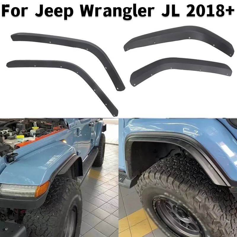 4Pcs/set Car Fender Flares Wheel Eyebrow Trim Modified Eyebrow Widened Fender Mudguards for Jeep Wrangler JL 2018+