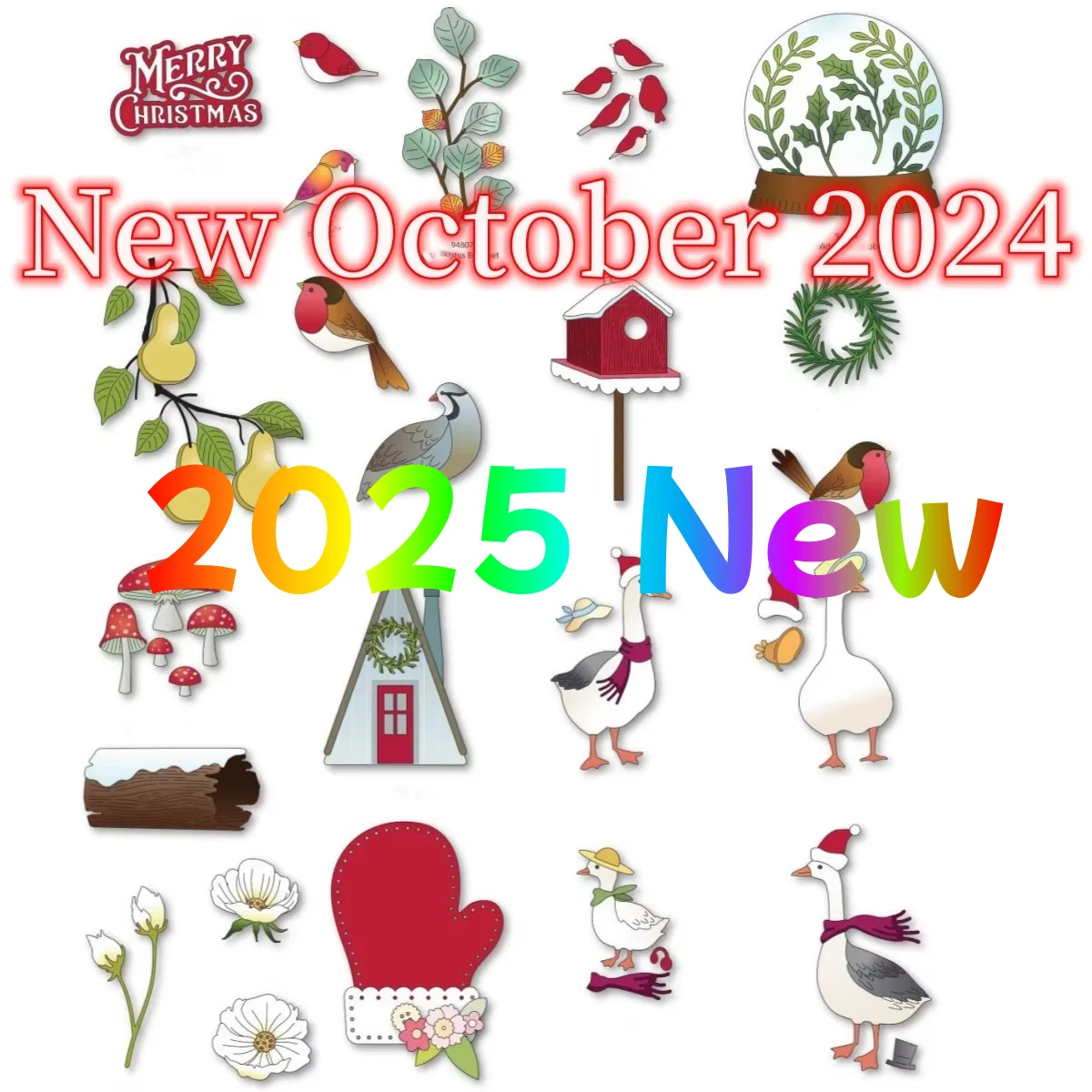 Christmas 2025 Mitten Bird Goose Snowglobe Pear Metal Cutting Dies for DIY Scrapbook Card Album Craft Template Decoration