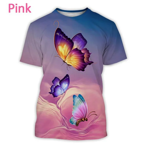 Cute Insect Butterfly Women 3D Printing T-shirt Fashion Creative Pattern Soft and Comfortable Tops