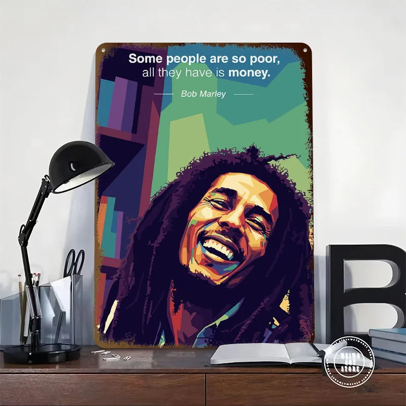 Bob Marley Quote Pop Art 3D Printed Texture Poster Personalized Wall Art Retro Metal Tin Signs for Room Accessories Man Cave